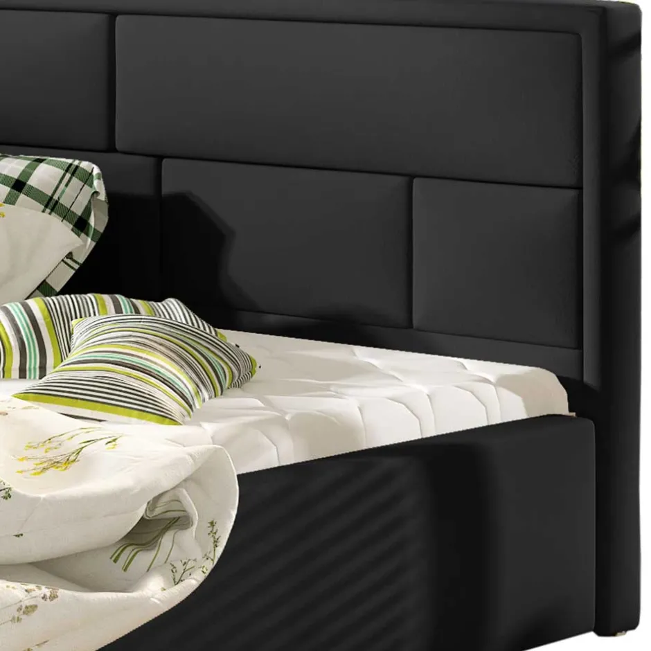 Wohnen Schwarzes Doppelbett mit Kunstlederbezug - Yemla