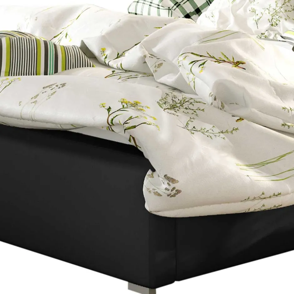 Wohnen Schwarzes Doppelbett mit Kunstlederbezug - Yemla