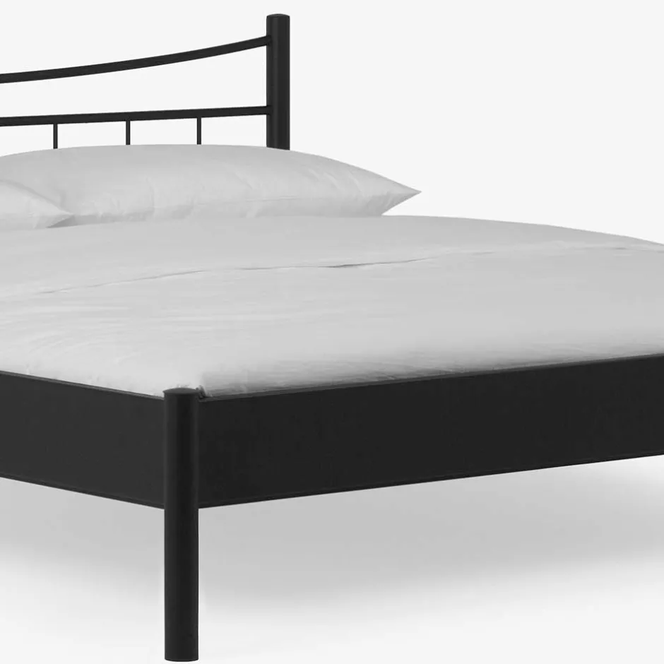 Wohnen Schwarzes Einzelbett Bairika mit Nachttisch (zweiteilig)