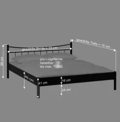 Wohnen Schwarzes Einzelbett Bairika mit Nachttisch (zweiteilig)
