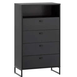 Wohnen Schwarzes Flurmöbel Set - Anderian (vierteilig)