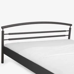 Wohnen Schwarzes Metallbett Boston mit Kopfteil gerundet