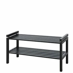 Schwarzes Schuhregal aus Eiche Massivholz - Geskan^Wohnen