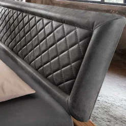 Wohnen Schwebebett mit Leder-Kopfteil - Emjan