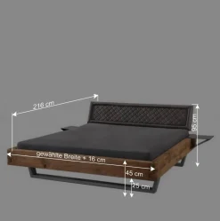 Wohnen Schwebebett mit Leder-Kopfteil - Emjan