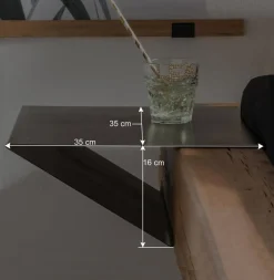 Wohnen Schwebebett mit Leder-Kopfteil - Emjan