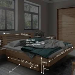 Wohnen Schwebebett mit Stauraum aus Wildeiche - Zennian