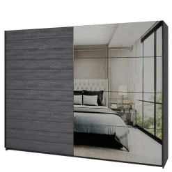 Wohnen Schwebetüren-Kleiderschrank in Eiche Grau - Carika