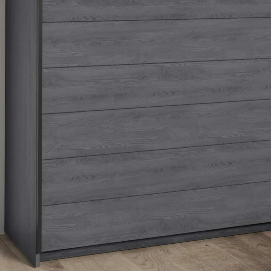Wohnen Schwebetüren-Kleiderschrank in Eiche Grau - Carika