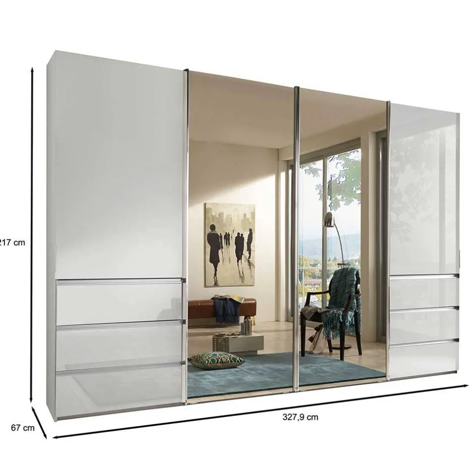 Wohnen Schwebetürenkleiderschrank mit Spiegel - Oksena
