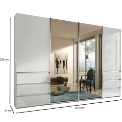 Wohnen Schwebetürenkleiderschrank mit Spiegel - Oksena