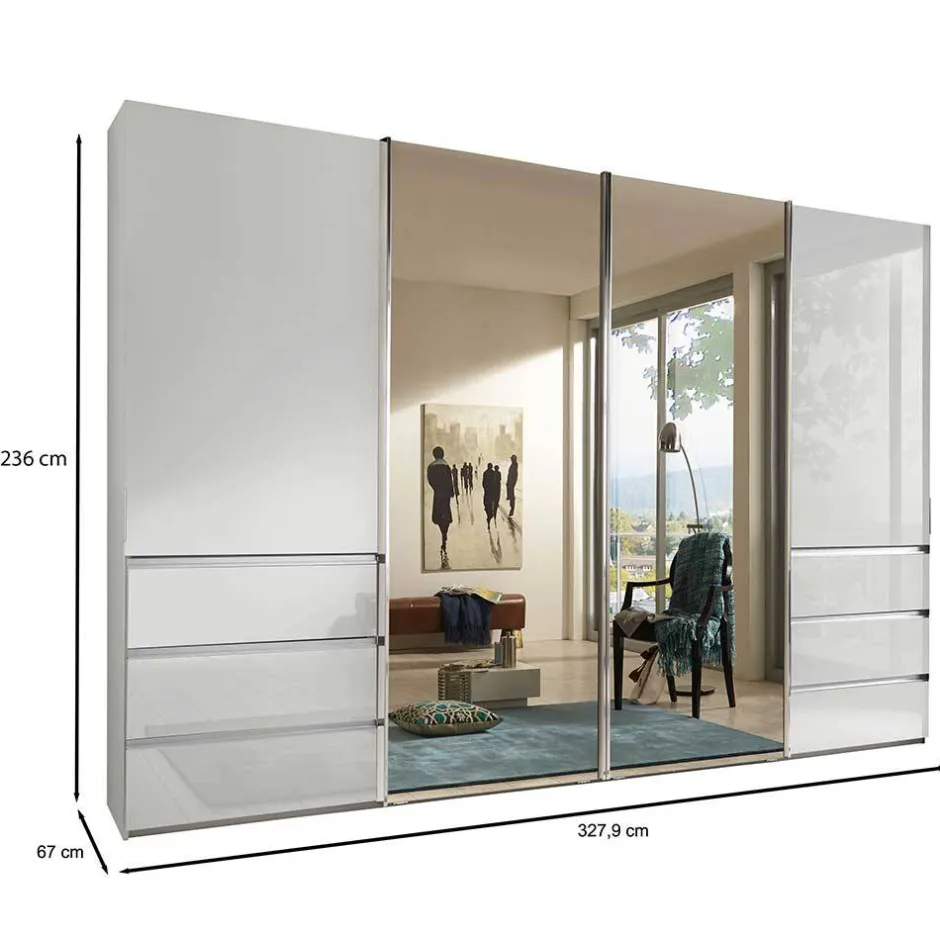 Wohnen Schwebetürenkleiderschrank mit Spiegel - Oksena