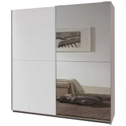 Schwebetürenkleiderschrank in Weiß mit Spiegel - Uvaiano^Wohnen