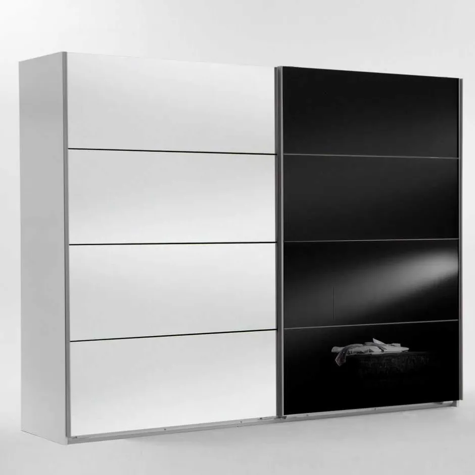 Wohnen Schwebetürenschrank Carno mit Schwarzglas