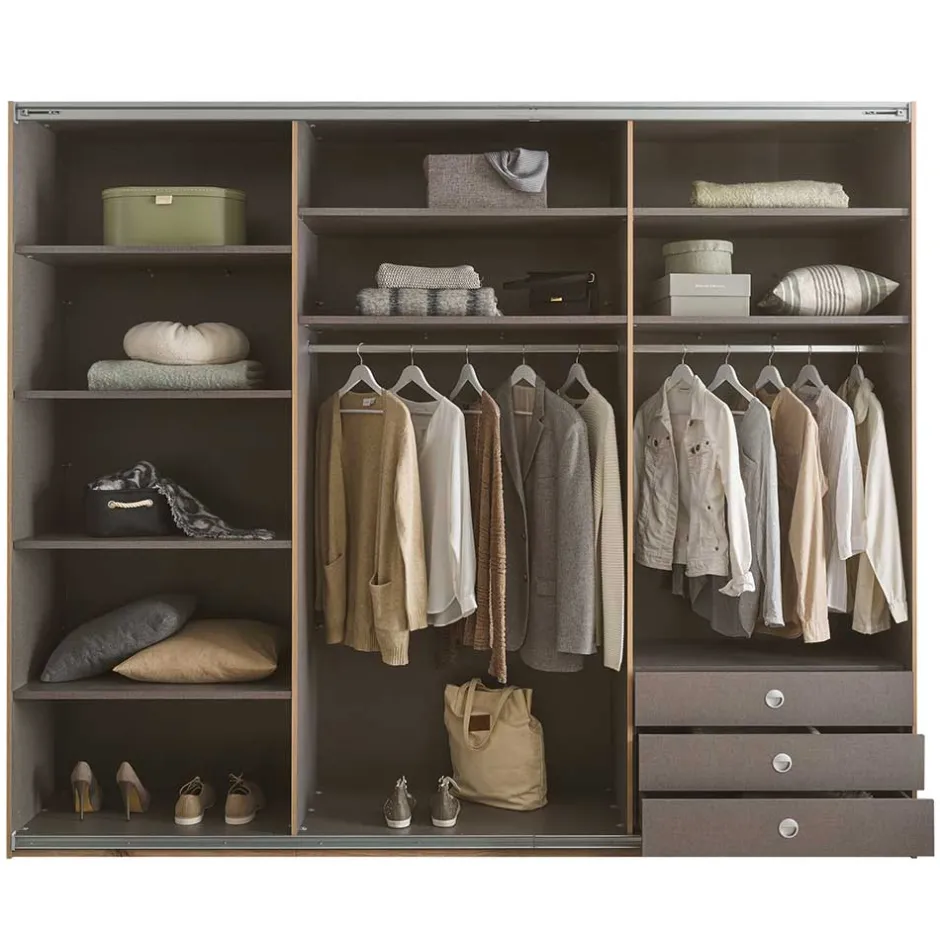 Schwebetürenschrank in Grau und Wildeiche Hell - Simple^Wohnen Hot