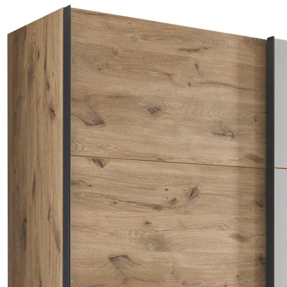 Schwebetürenschrank in Grau und Wildeiche Hell - Simple^Wohnen Hot