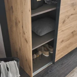 Schwebetürenschrank in Grau und Wildeiche Hell - Simple^Wohnen Hot