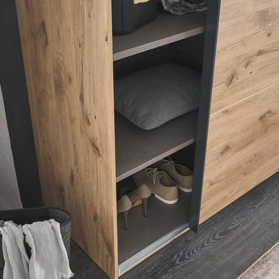 Schwebetürenschrank in Grau und Wildeiche Hell - Simple^Wohnen Hot