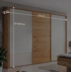 Wohnen Schwebetürenschrank in Kernbuche & Beige - Krofun