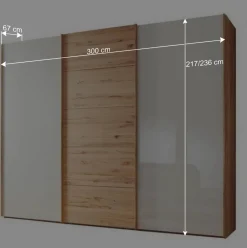 Wohnen Schwebetürenschrank in Kernbuche & Beige - Krofun