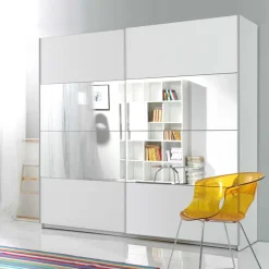 Schwebetürenschrank in Weiß mit Spiegel - Juleste^Wohnen Best