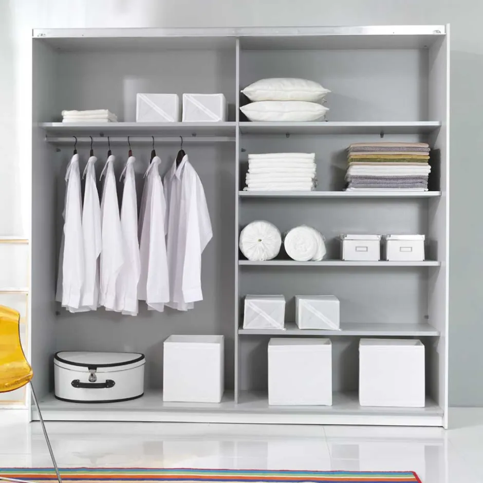 Schwebetürenschrank in Weiß mit Spiegel - Juleste^Wohnen Best