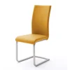 Schwingstuhl in Curry Gelb Kunstleder Ericova mit Edelstahl Gestell (4er Set)^Wohnen Hot