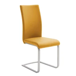 Schwingstuhl in Curry Gelb Kunstleder Ericova mit Edelstahl Gestell (4er Set)^Wohnen Hot
