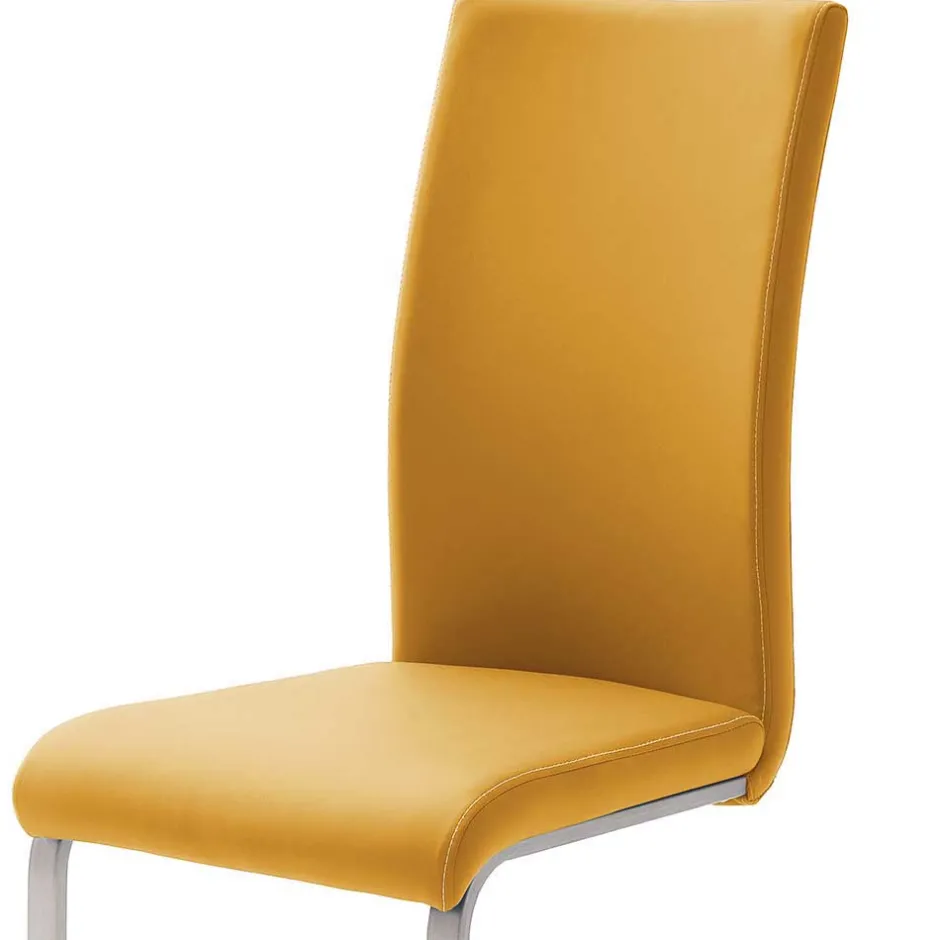 Schwingstuhl in Curry Gelb Kunstleder Ericova mit Edelstahl Gestell (4er Set)^Wohnen Hot