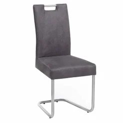 Wohnen Schwingstuhl Zanima mit Microfaser in Anthrazit (2er Set)