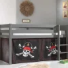 Seeräuber Kinderzimmer Hochbett aus Holz Grau - Teako^Wohnen Sale