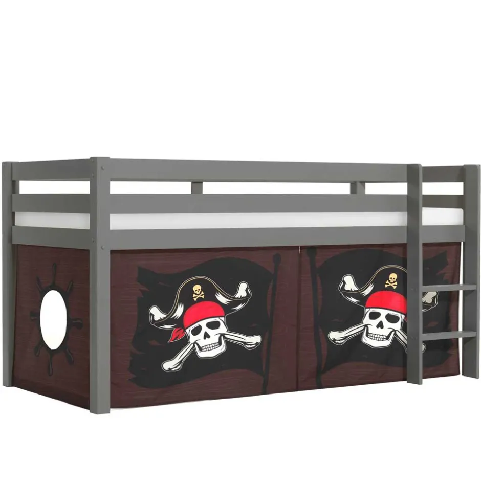 Seeräuber Kinderzimmer Hochbett aus Holz Grau - Teako^Wohnen Sale