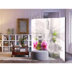 2-seitiger Druck Paravent Weißer Buddha - Boom^Wohnen Best