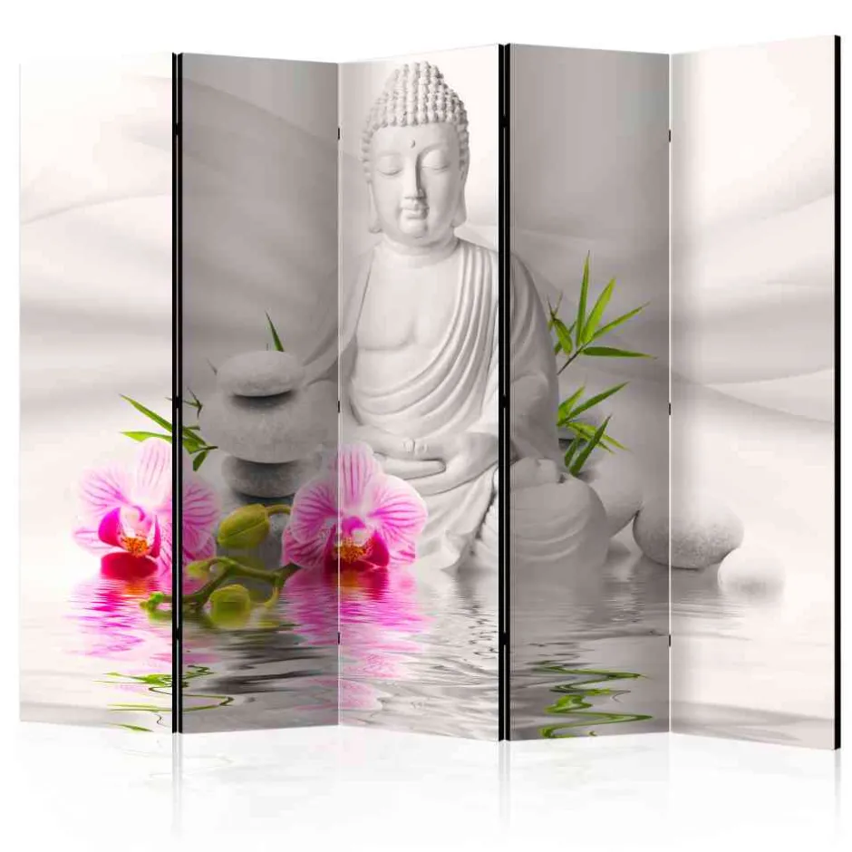 2-seitiger Druck Paravent Weißer Buddha - Boom^Wohnen Best