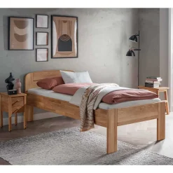 Wohnen Senioren-Einzelbett aus Wildeiche Massivholz - Issiaco