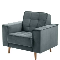 Sessel aus Samtvelours in Blaugrau - Lymeca^Wohnen New