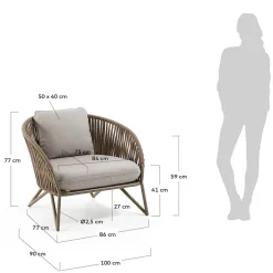 Sessel aus Seilgeflecht in Hellbraun & Beige - Rosmani^Wohnen Clearance