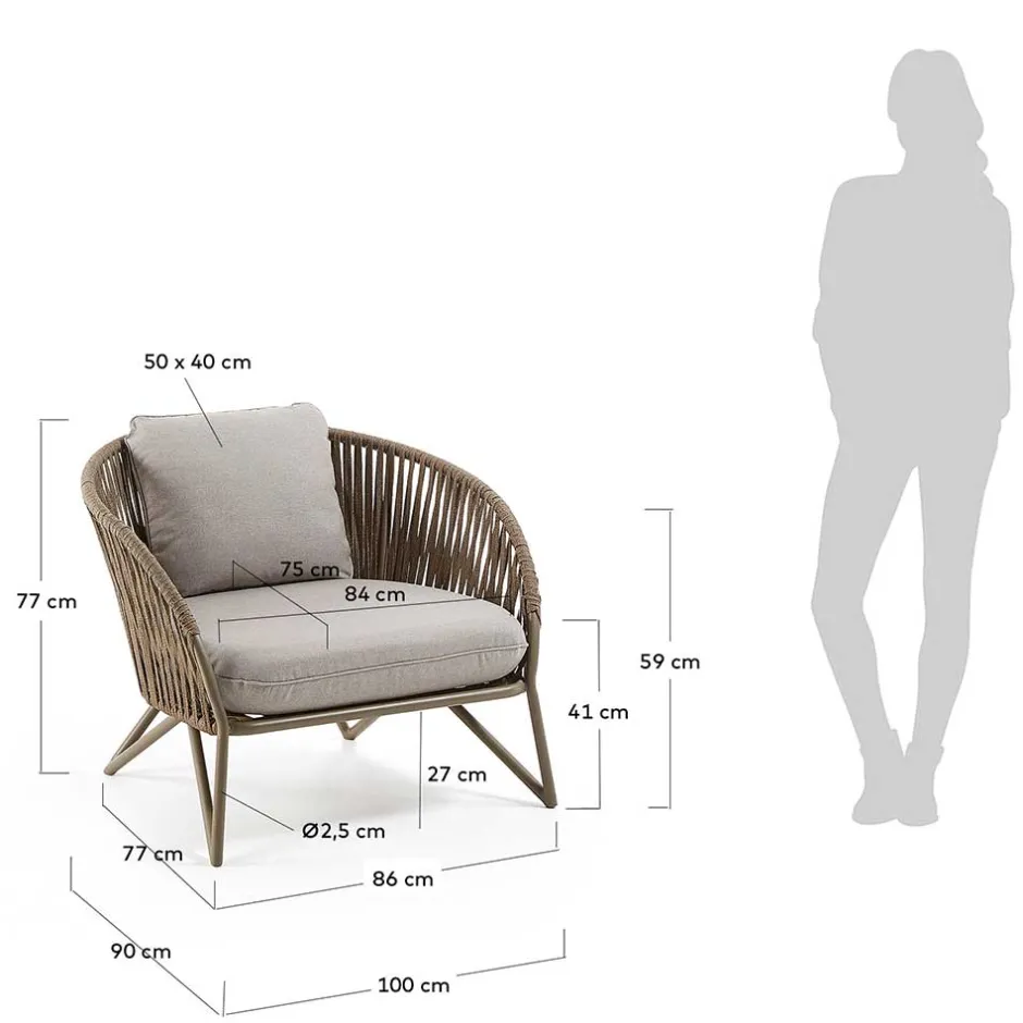 Sessel aus Seilgeflecht in Hellbraun & Beige - Rosmani^Wohnen Clearance