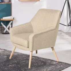 Wohnen Sessel in Beige und Buche Natur - Vareika