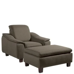 Wohnen Sessel in Beigegrau und Nussbaum - Abecra