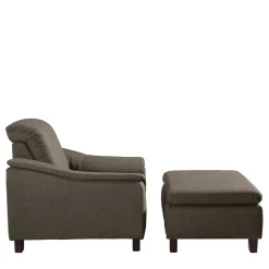 Wohnen Sessel in Beigegrau und Nussbaum - Abecra