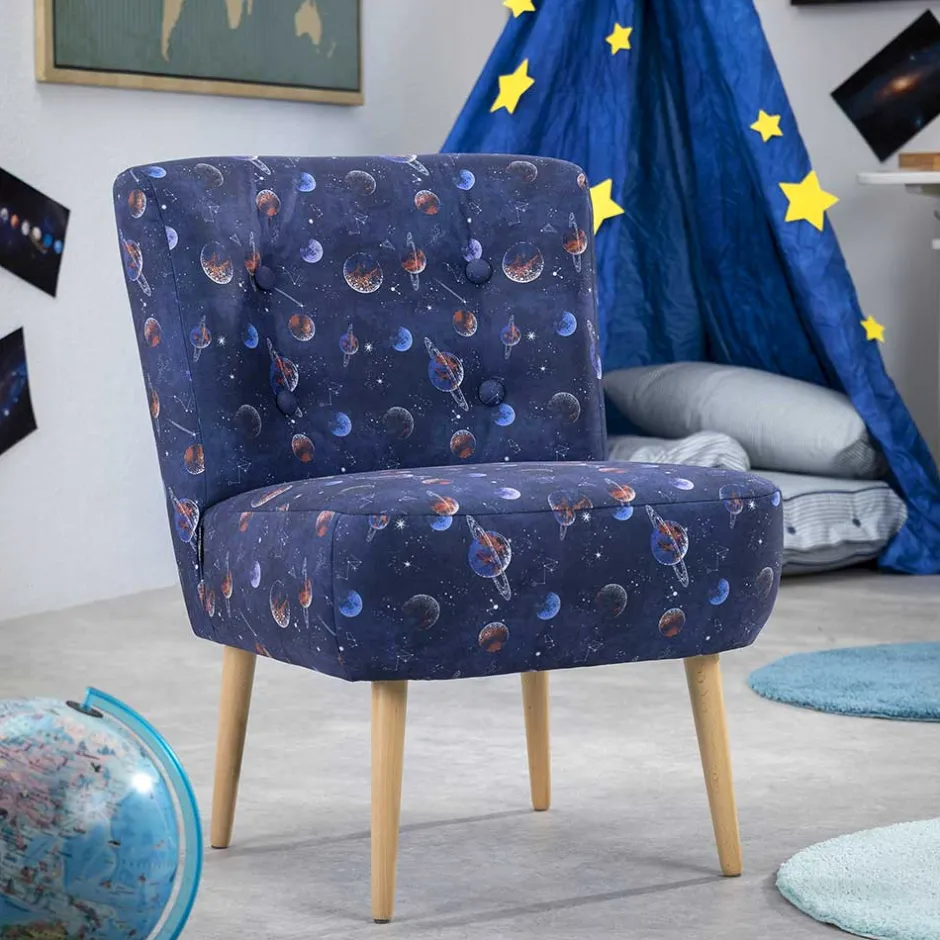 Wohnen Sessel in Blau mit Planeten und Sternen - Marcs