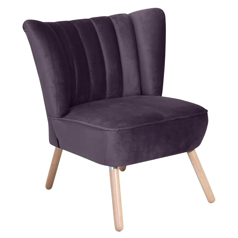 Sessel in Dunkellila und Buche Natur - Zunil^Wohnen Sale