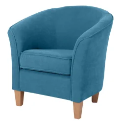 Wohnen Sessel in Petrol Blau und Buche Natur - Kusmana