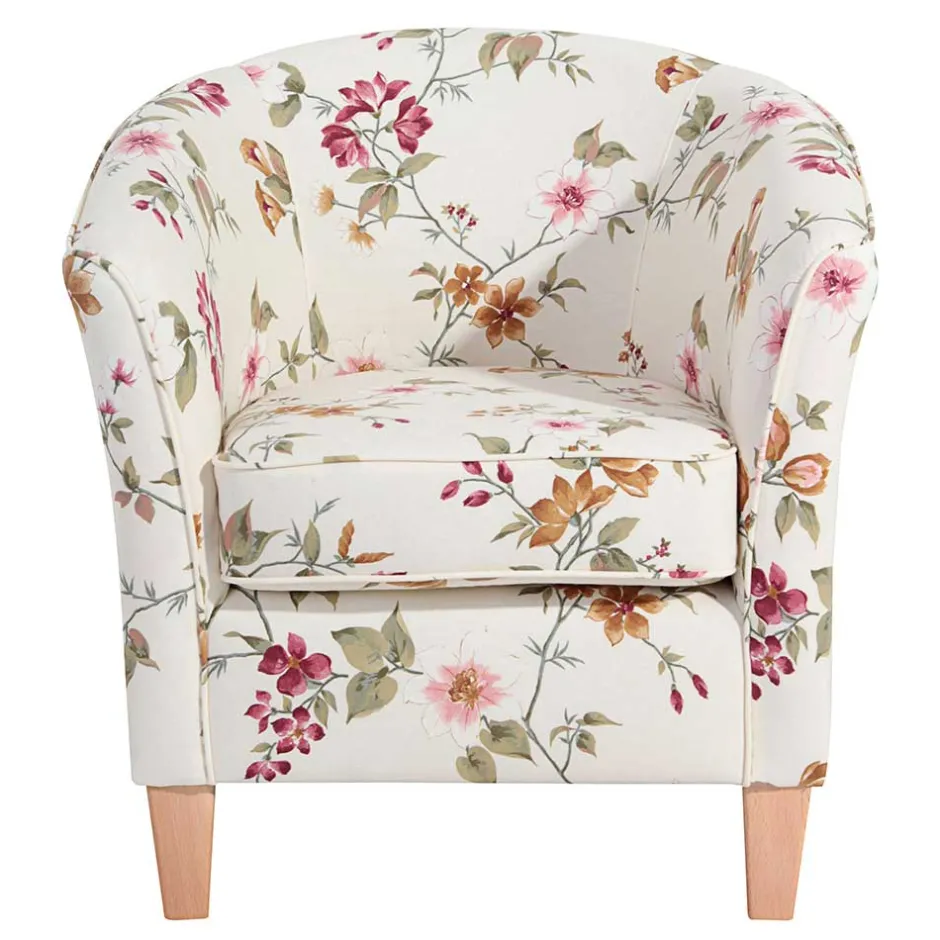 Sessel mit Stoffbezug mit Blumen Dessin - Barbadus^Wohnen