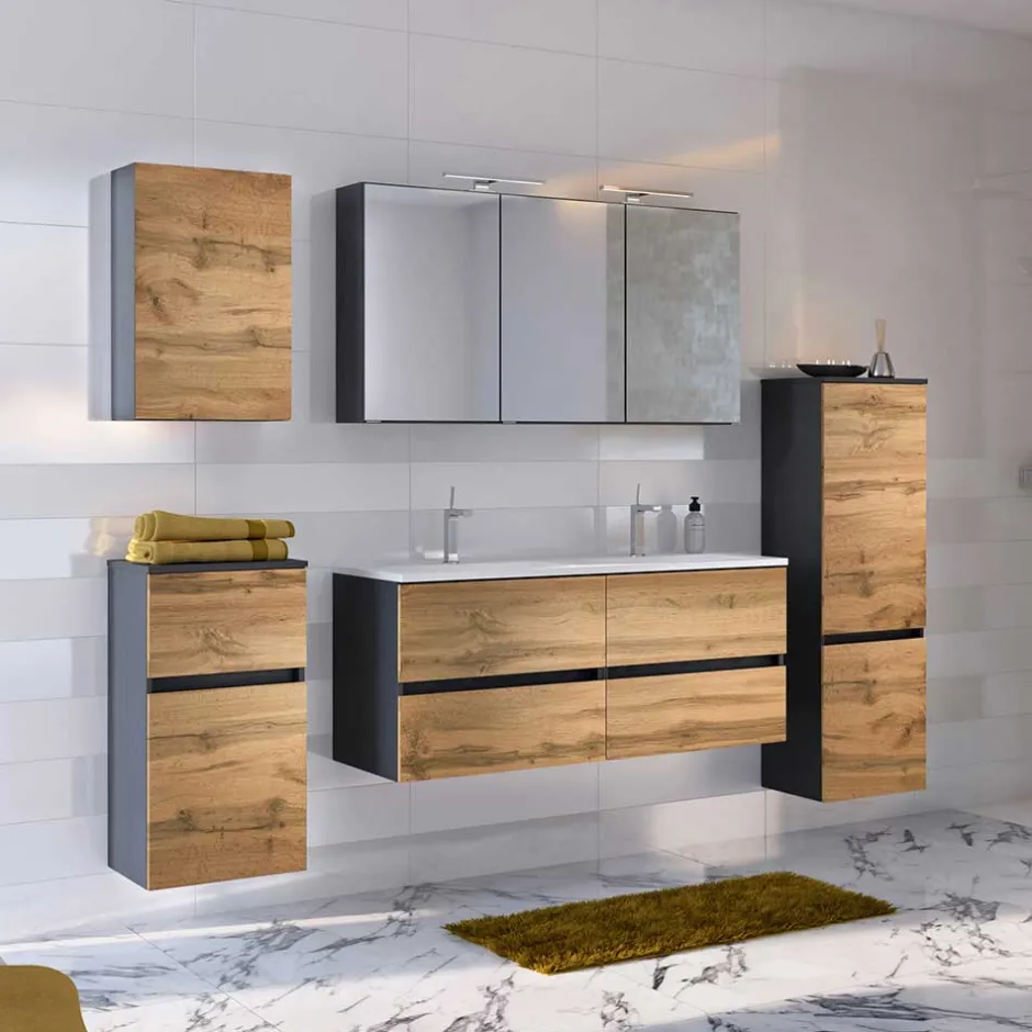 Wohnen Set Badausstattung mit Doppelwaschtisch - Endely (fünfteilig)