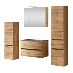 Wohnen Set Badmöbel in Holz Optik - Neuzera (vierteilig)