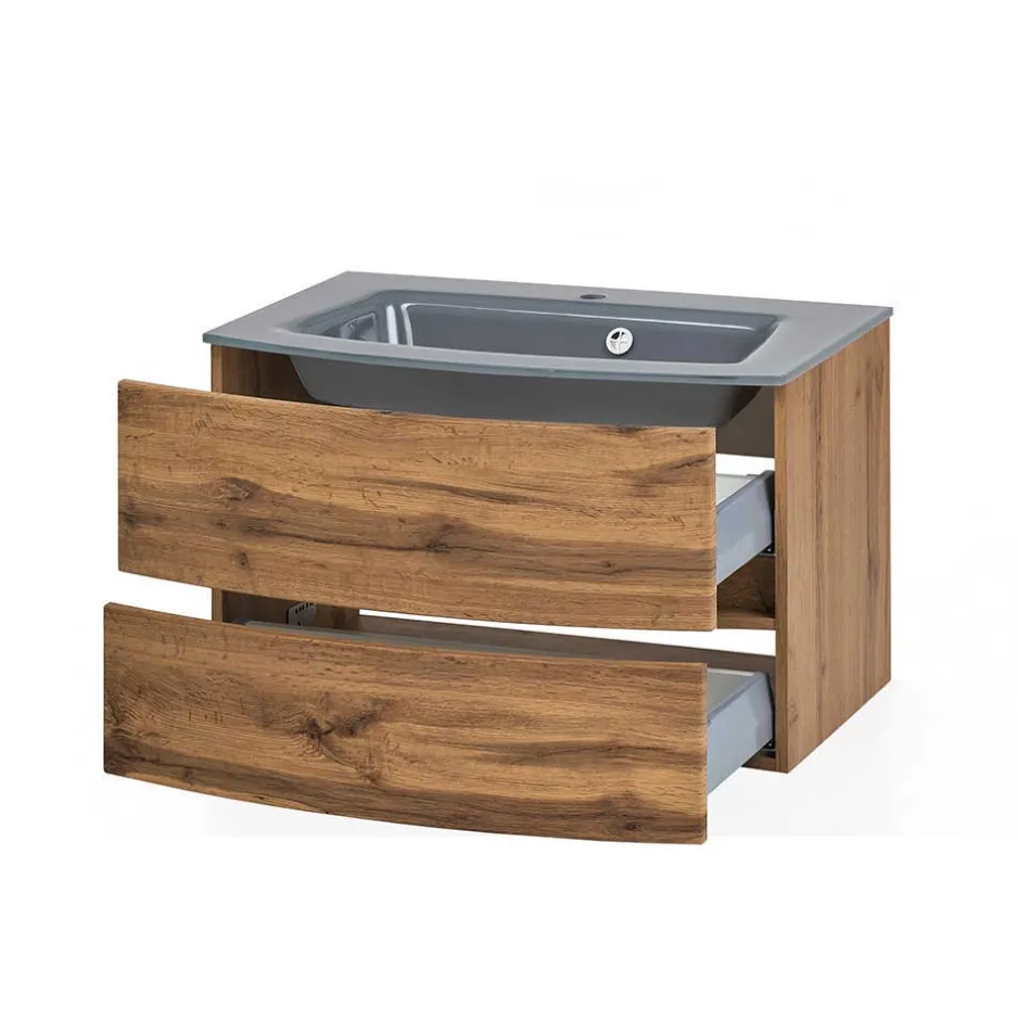 Wohnen Set Badmöbel in Holz Optik - Neuzera (vierteilig)