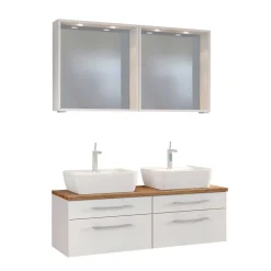 Wohnen Set Bad-Möbel mit Doppelwaschtisch - Enwicos (dreiteilig)
