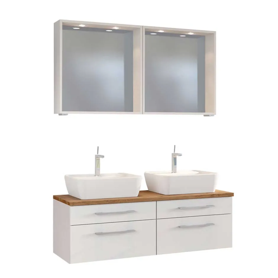 Wohnen Set Bad-Möbel mit Doppelwaschtisch - Enwicos (dreiteilig)